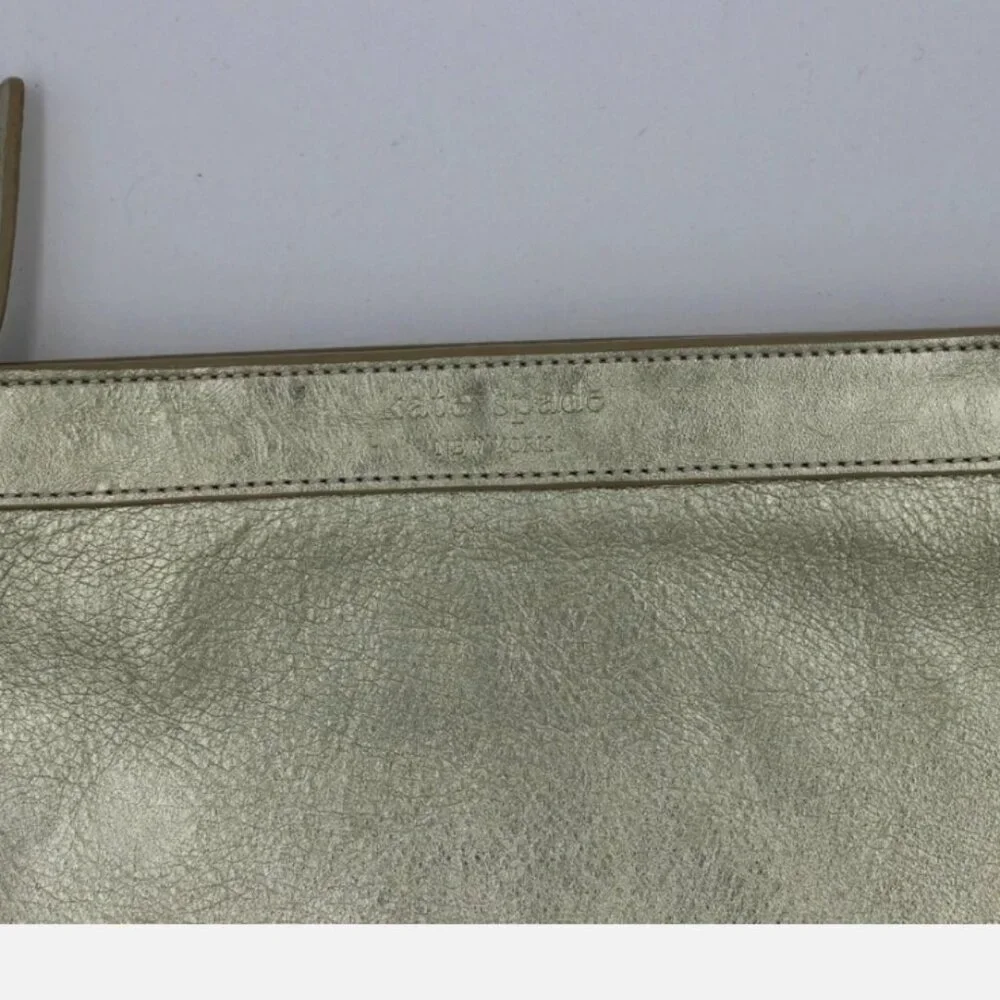 KATE SPADE Metallic Gold Soft Leather Zipper Cosmetic Case - Picture 2 of 13